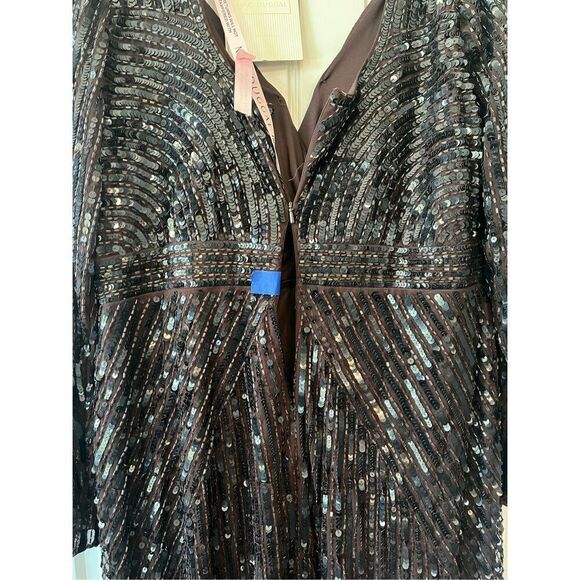 MAC DUGGAL EMBELLISHED FULL LENGTH LAYERED SLEEVE GOWN - Picture 9 of 14